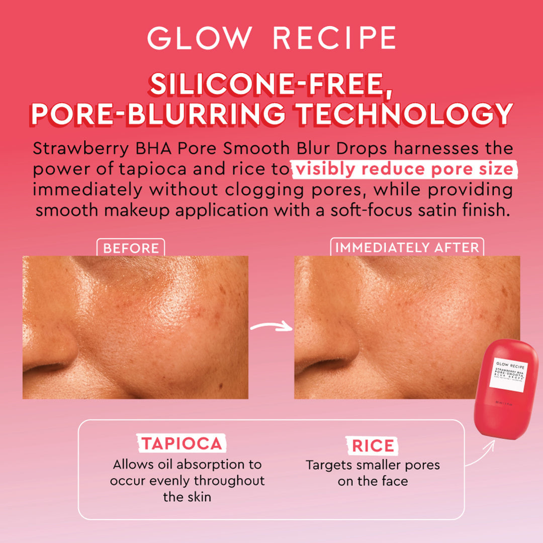 GLOW RECIPE – Strawberry BHA Pore Smooth Blur Drops – 30ml