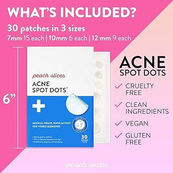 Peach Slices Acne Spot Dots, Hydrocolloid Pimple Patches