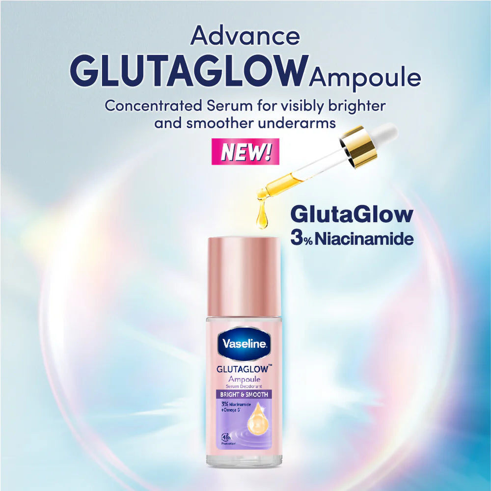 Vaseline Glutaglow Ampoule 3% Niacinamide Serum Roll-On Deodorant Bright & Smooth